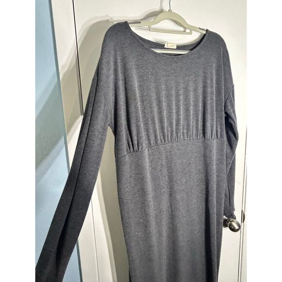 Mimi Maternity Dress Large Gray Midi Side Slit Minimalist Officecore Academia - Picture 4 of 11